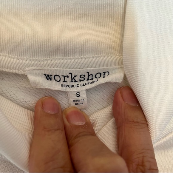 Workshop Off White Cowl Neck Sweater Casual Sweatshirt with pockets Size S - Picture 10 of 14